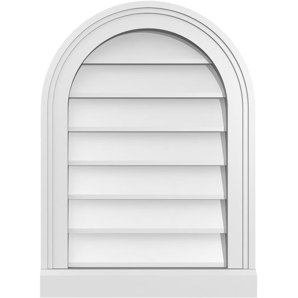 Ekena Millwork Round Top Surface Mount PVC Gable Vent w/ 2"W x 2"P Brickmould Sill Frame, 16"W x 22"H GVPRT16X2203SN - main